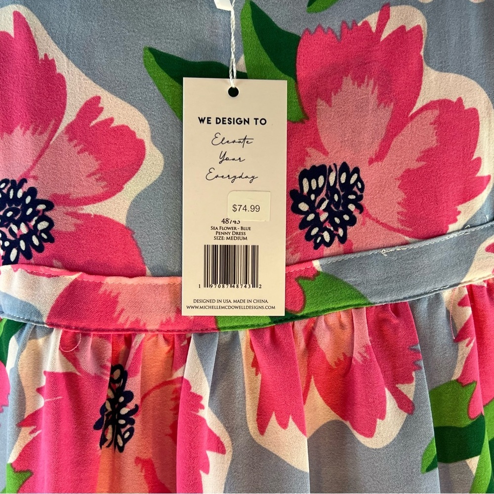 Michelle McDowell Penny Dress Sea Flower Blue Yoke Neckline with Tassels M 👍 - Picture 8 of 11